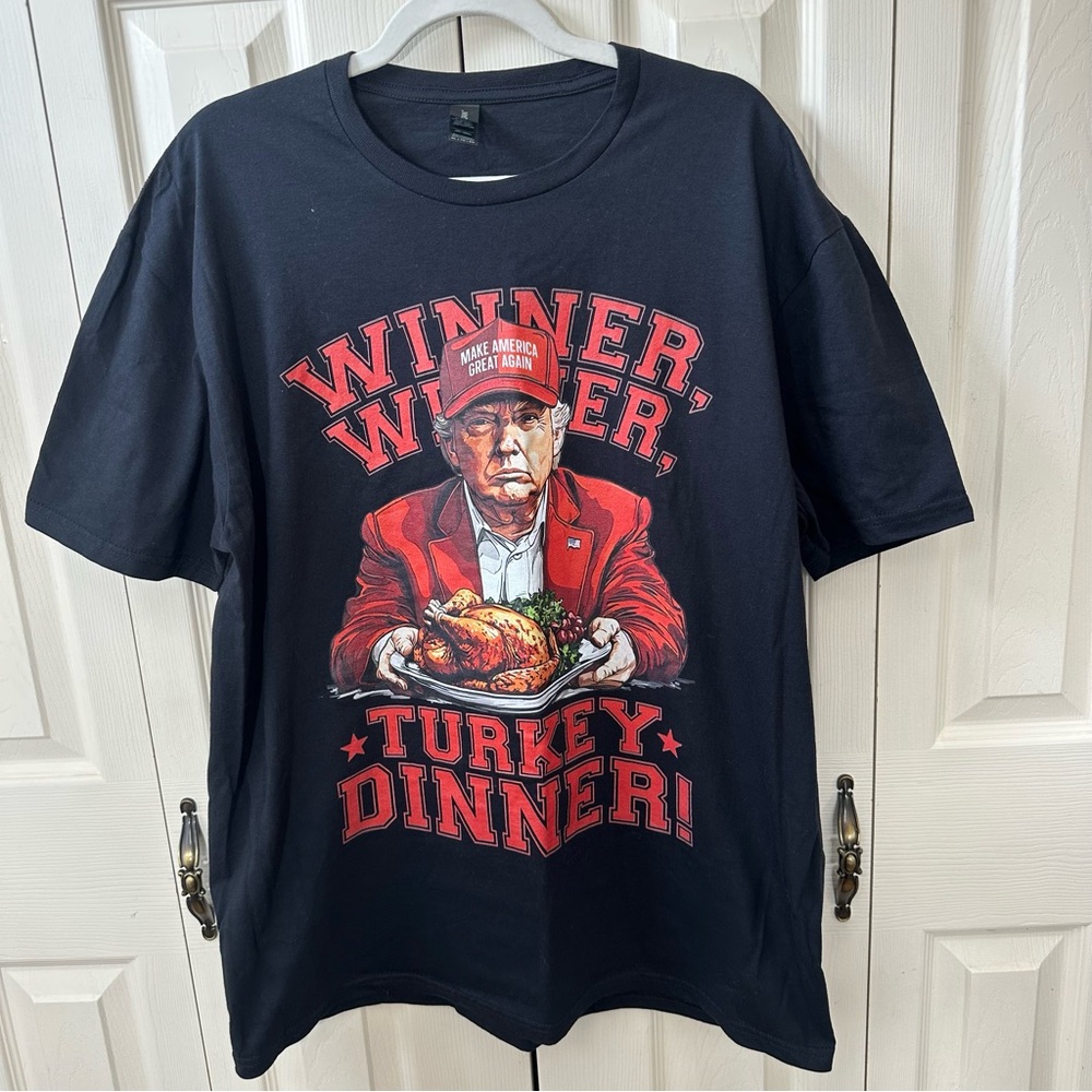 President Donald Trump MAGA Winner Winner Turkey Dinner Shirt Mens size XL NWOT
